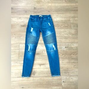 Grace & Lace Moto Jeggings Distressed Denim Size Small